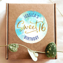 Süße 16 Türkis Wasserfarbe Gold Schrift Geburtstag