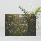 Süße 16 verzauberte Blume aus Wäldern Schmetterlin Einladung (Stehend Vorderseite)