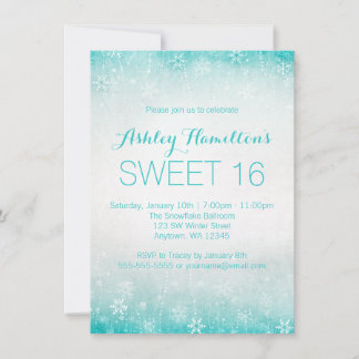 Süße 16 Vintage Aquamarine Winterwunder Einladung