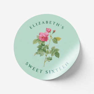 Süße 16 Vintage Mintgrün Floral Runder Aufkleber