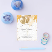 Süße 16 Weißgoldballons - Haushaltseinladung Flyer (Einzeln)