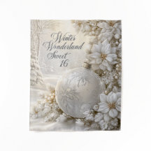 Süße 16 Winter-Wunderland Silber-Glitter-Ornament