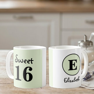 Süße 16er-Monogramm-Name grün Kaffeetasse