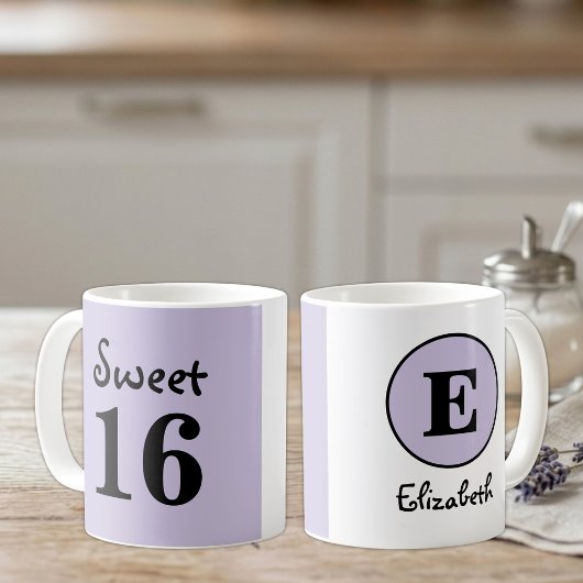 Süße 16er-Monogramm-Name lila Kaffeetasse