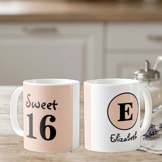 Süße 16er-Monogramm-Name Pfirsich Kaffeetasse