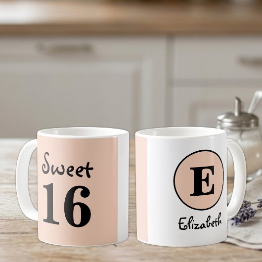 Süße 16er-Monogramm-Name Pfirsich Kaffeetasse