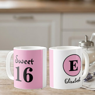 Süße 16er-Monogramm-Name rosa Kaffeetasse