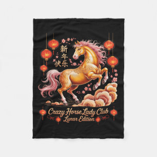 Süße 2026 Jahr des Crazy Horse Lady Club Lunar Rid Fleecedecke