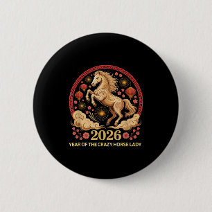 Süße 2026 Jahr des verrückten Pferdes Frau Mond Mä Button