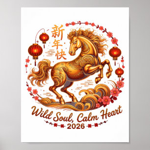 Süße 2026 Pferd Dame Wilde Seele Ruhiges Herz Zodi Poster