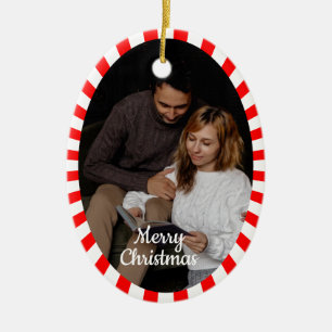 Süße 2-Foto-Rahmen-Weihnachts-Keramik-Ornament Keramik Ornament