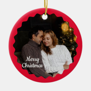 Süße 2-Foto-Rahmen-Weihnachts-Keramik-Ornament Keramik Ornament
