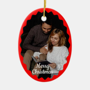 Süße 2-Foto-Rahmen-Weihnachts-Keramik-Ornament Keramik Ornament