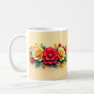 Süße 3D-Blumen Kaffeetasse