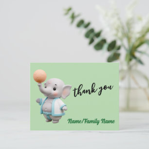Süße 3D-Elefanten-Baby-Shower-Dankeschön Postkarte