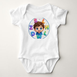 Süße 3D-Jungen-Buchstaben-Baby-Body Farbe Alphabet Baby Strampler