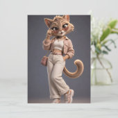 Süße 3D-Katze Einladung (Stehend Vorderseite)