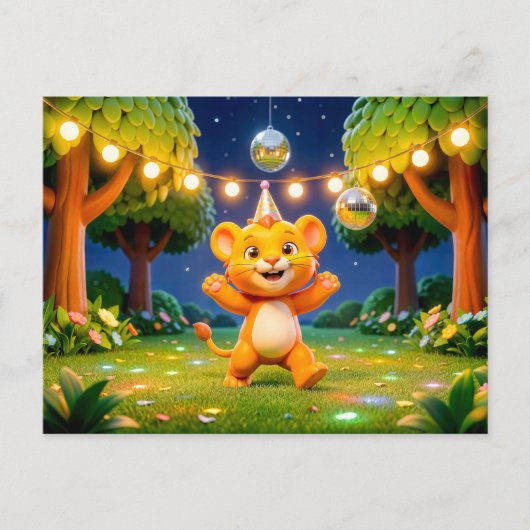 Süße 3D-Leo-Figur-Illustration Postkarte (Vorderseite)