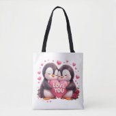 Süße 3D-Pinguin-Liebe-Tragetasche Tasche (Vorderseite)