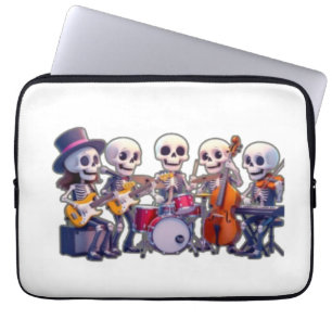 Süße 3D-Skelett-Musikband – Bezauberndes Cartoon-K Laptopschutzhülle