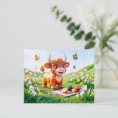 Süße 3D-Stier-Sternzeichen-Picknick Postkarte (Stehend Vorderseite)