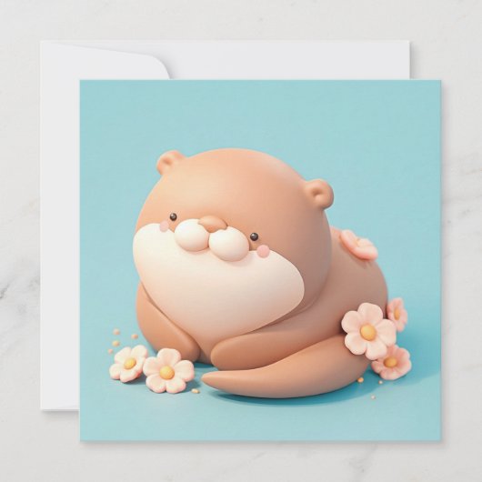 Süße 3D-Tonotter mit rosa Blumen Postkarte (Vorderseite)