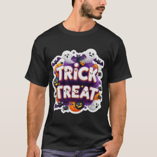 Süße 3D-Trick-Or-Treat-Halloween-Grafik mit Geiste T-Shirt