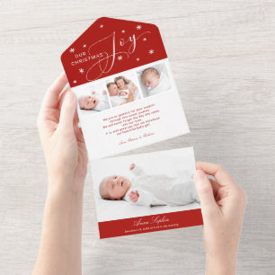 Süße 4 Fotos Weihnachten Geburtsankündigung All In One Einladung
