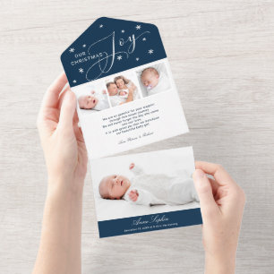 Süße 4 Fotos Weihnachten Geburtsankündigung All In One Einladung