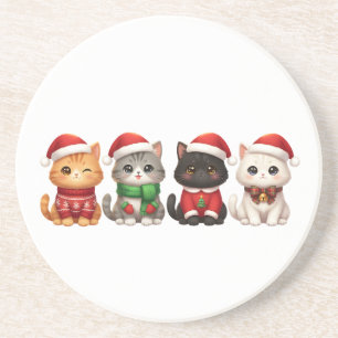 Süße 4 Weihnachtskatzen - Holiday Cats Design Getränkeuntersetzer