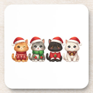 Süße 4 Weihnachtskatzen - Holiday Cats Design Getränkeuntersetzer