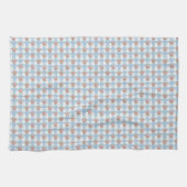 Süße 50er Retro-Rosebud-Blaue Gingham-Karo Geschirrtuch (Horizontal)