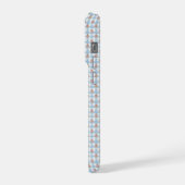 Süße 50er Retro-Rosebud-Blaue Gingham-Karo iPhone Hülle (Linke Seite)