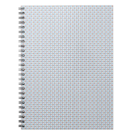 Süße 50er Retro-Rosebud-Blaue Gingham-Karo Notizblock (Vorderseite)
