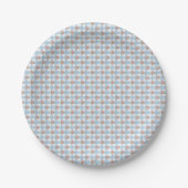 Süße 50er Retro-Rosebud-Blaue Gingham-Karo Pappteller (Vorderseite)