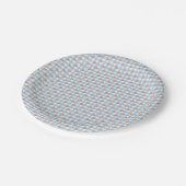 Süße 50er Retro-Rosebud-Blaue Gingham-Karo Pappteller (Schrägansicht)
