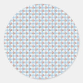 Süße 50er Retro-Rosebud-Blaue Gingham-Karo Runder Aufkleber (Vorderseite)
