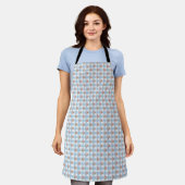 Süße 50er Retro-Rosebud-Blaue Gingham-Karo Schürze (Getragen)