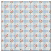 Süße 50er Retro-Rosebud-Blaue Gingham-Karo Stoff (Nahaufnahme)