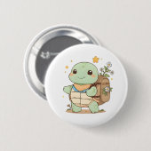 Süße Abenteuer-Schildkröte Reisende Kawaii Design Button (Vorne & Hinten)