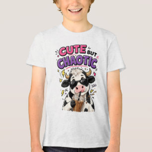 Süße aber chaotische Kuh mit Eiskaffee Tri-Blend Shirt