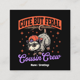 Süße aber wilde Cousin-Crew Vintage Retro Opossum  Quadratische Visitenkarte