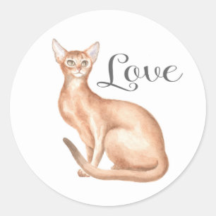 Süße Abessinier-Katzen-Mama-Kätzchen-Kitty-Liebe H Runder Aufkleber