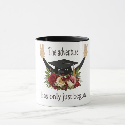 Süße Abschlussmütze mit Blumenmuster | Das Abenteu Tasse (Zentrum)