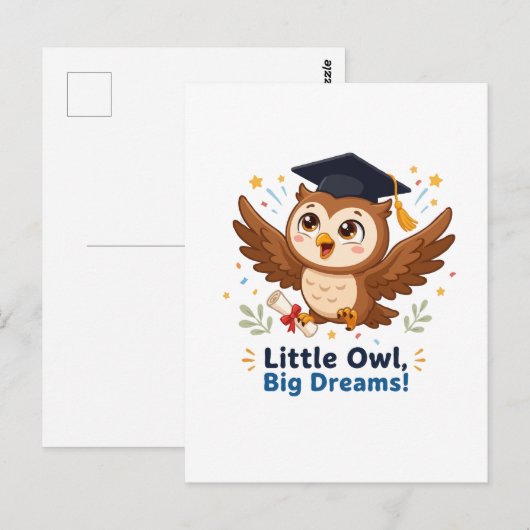 Süße Absolventeneule Kleine Eule Große Träume Postkarte (Vorne/Hinten)