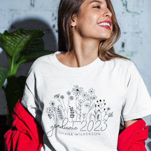 Süße Absolventin Aufblühende Wildblume Moderne Ret T-Shirt