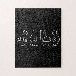 Süße Abstract Un Deux Trois Katze Französische Kit Puzzle
