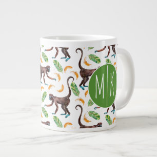 Süße Affen, die Bananen schuggeln  Monogramm Jumbo-Tasse