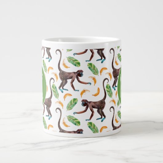 Süße Affen, die Bananen schuggeln| Monogramm Jumbo-Tasse (Vorderseite)