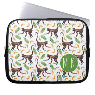 Süße Affen, die Monogramm der Bananen-  jonglier Laptopschutzhülle